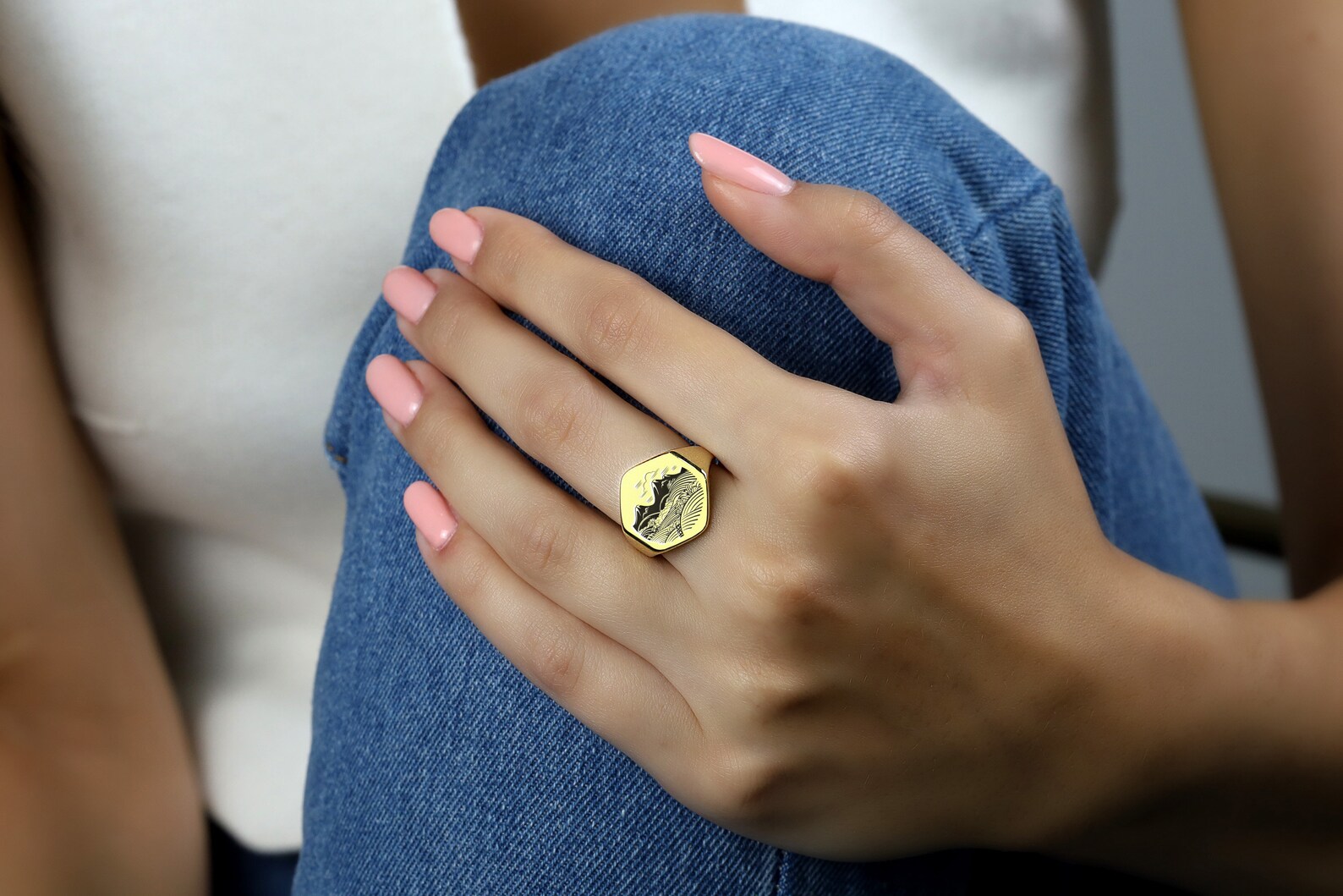 Custom Japanese Landscape Signet Ring · Engraved Japanese Ring ...