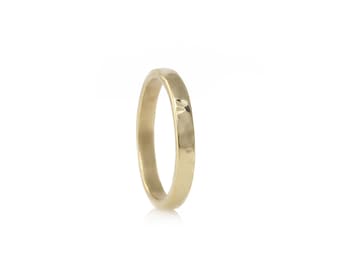 Thin Delicate Wedding Ring · 3mm Wedding Band· Solid Gold Wedding Band · Bridal Wedding Band · Hammered Gold Band · Gold Vermeil Band