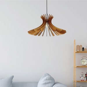Noa Holz Kronleuchter / Holz Pendelleuchte / Handgemachte Lampe / Kronleuchter / Moderner Kronleuchter / Nussbaum mehr Farben