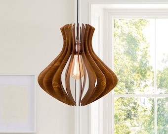 Caliope Pendelleuchte /handgefertigte Lampe/Kronleuchter aus Holz/Hängelampe/moderner Kronleuchter Industrieller/umweltfreundlicherAnhänger