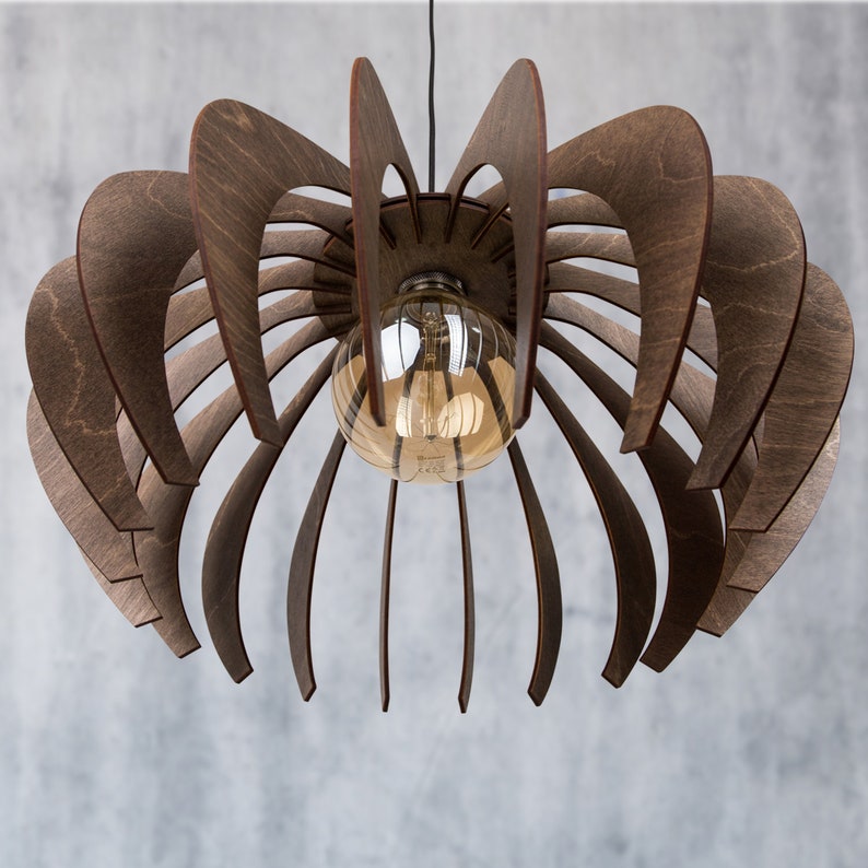 Cerise Wood Pendant Light, Cerise, Ceiling Light, Chandelier Light, Modern chandelier, Lights, Industrial, grey image 4