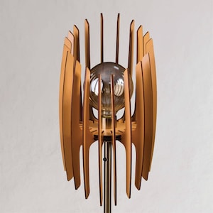 Schuine houten vloerlamp / handgemaakte lamp / eco vriendelijke lamp / meer kleuren