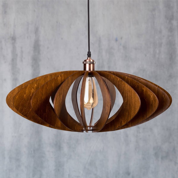 Vanda Handgefertigte Lampe / Kronleuchterbeleuchtung / Hängelampe / Moderner Kronleuchter / Industrielles Holz / Pendelleuchte / mehr Farben