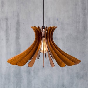 Wooden chandelier / Wood Pendant Light / Handmade lamp / Chandelier / Modern chandelier / Industrial cherry / Modern Light Fixture