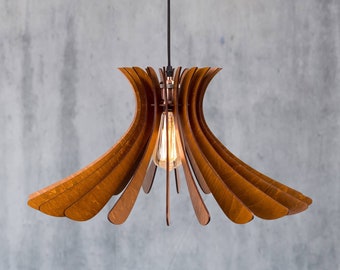 Wooden chandelier / Wood Pendant Light / Handmade lamp / Chandelier / Modern chandelier / Industrial cherry / Modern Light Fixture