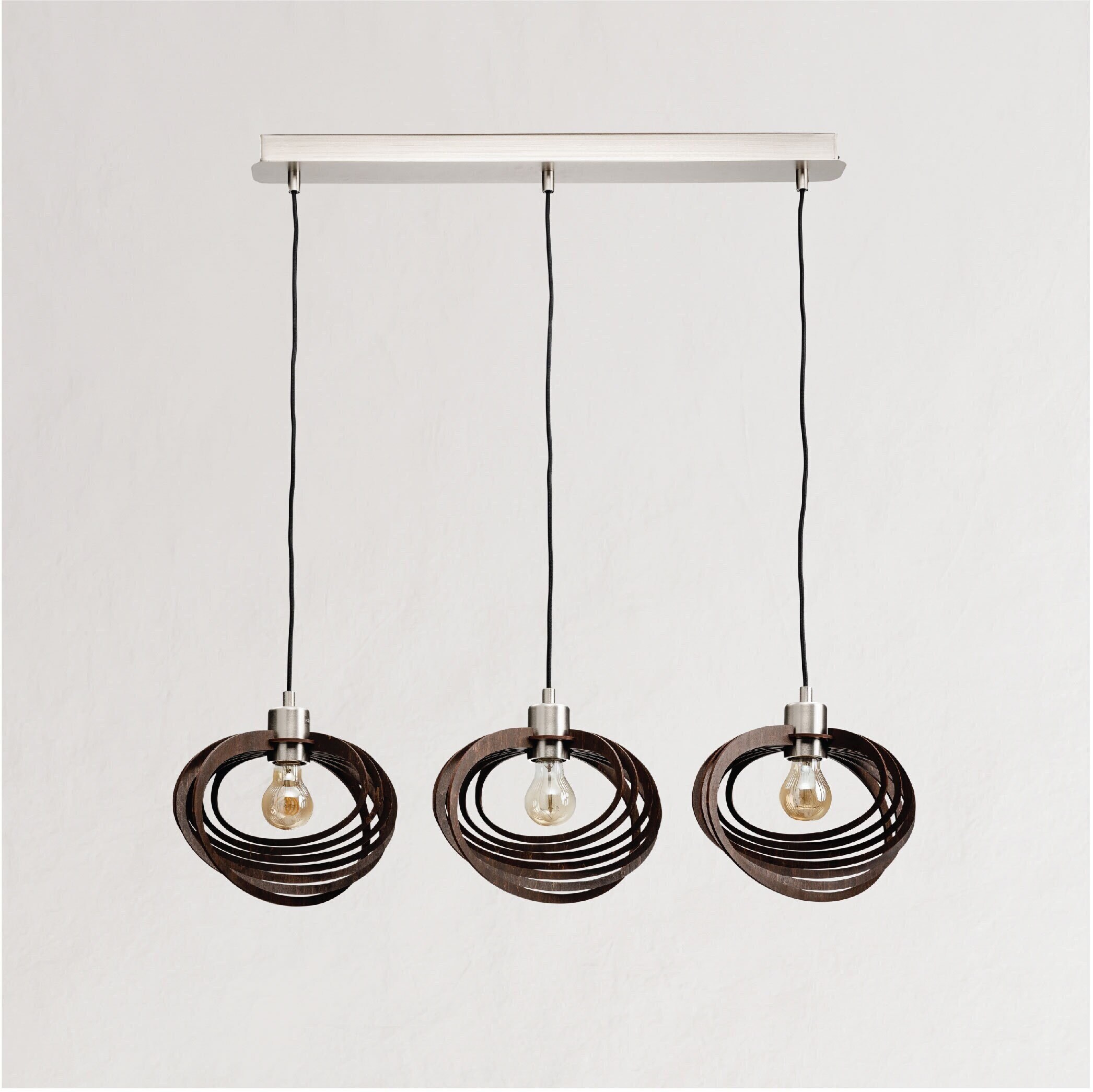 Hanna Three Handmade lamp / Chandelier Lighting / Hanging lamp /  Modern chandelier / Industrial Wood / Pendant Light / pastel colors
