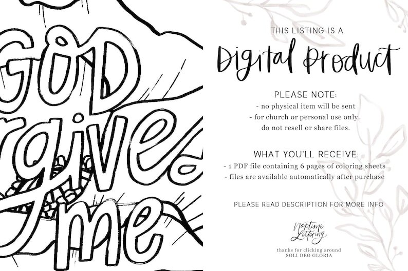 May include: Black and white coloring page with the text "God give me" in a bold, stylized font. The text is surrounded by a cloud-like shape.