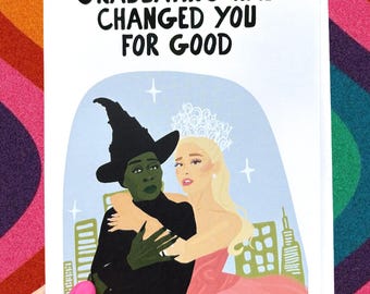 Tarjeta de graduación inspirada en Wicked