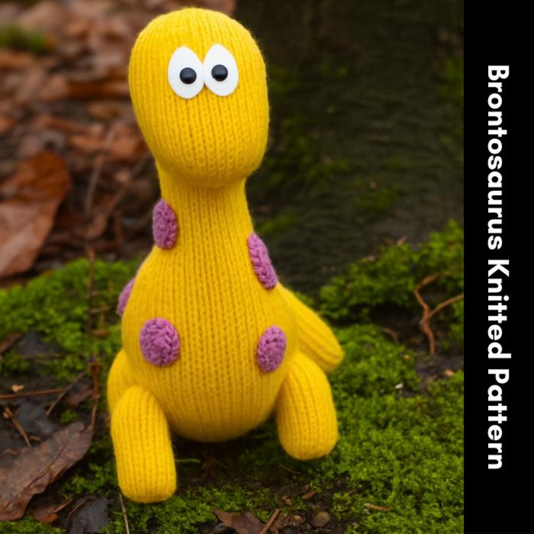 Knitted Brontosaurus Pattern PDF, Dinosaur Soft Toy Knitting Pattern ...