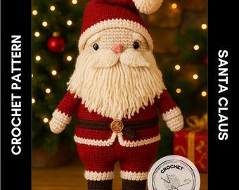 Santa Claus Amigurumi Crochet Pattern PDF | Christmas Santa Doll Toy, Instant Download