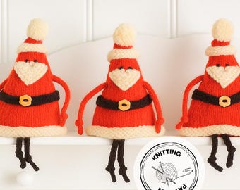 Feestelijke kerstmandecoratie Breipatroon PDF Kerstornament Gebreide kerstman DIY Feestdecoratie