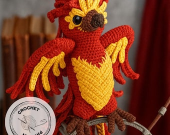 Fawkes Phoenix Crochet Pattern – Wizarding inspired Amigurumi (PDF Pattern)