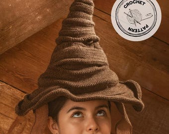 Crochet Sorting Hat Pattern PDF - Wizard Hat Digital Download - Wizarding inspired