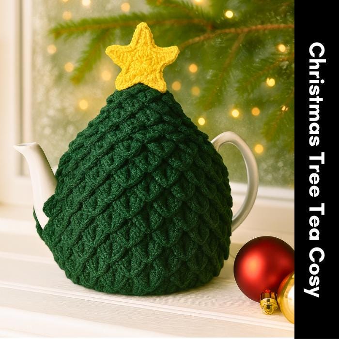 30 Tea Cozy Crochet Patterns for Teapots, Gifts, and Kitchen Decor 17 Christmas Tree Tea Cosy