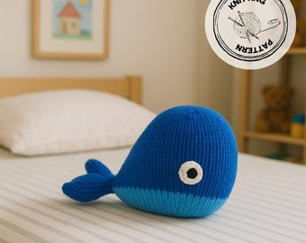 Blue Whale Knitting Pattern • DK Yarn Stuffed Toy (Digital Download)