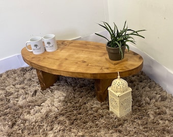 Low or standard height OVAL Rustic Farmhouse Large Chunky Coffee Table, End Table, Side Table Solid Wood, Cafe Restaurant, multiple colours