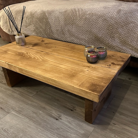 Coffee Table Wooden Low or Standard Height Side Table Soft Straight Edge Style Solid Wood French Farmhouse Style. Rustic Handmade to Order Etsy