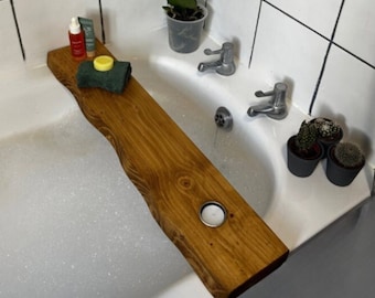 Rustic Luxury Bath Shelf/Tray/Board/Caddy/Live edge  Solid Reclaimed wood, Tea-Light Holder wooden Multiple colours and sizes. Farmhouse