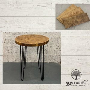 Rustic Industrial Dining ROUND Table, Hairpin legs  Solid Wood Timber, Cafe Restaurant, mulriple colour options. French farmhouse style