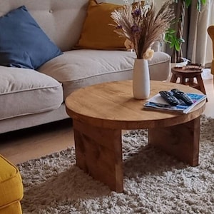 Coffee Table wooden Rustic Industrial Low or Tall height ROUND , Solid Wood Timber, Cafe Restaurant, multiple colours Farmhouse sofa end