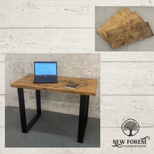 Rustic Industrial Desk Choice of Steel Legs Solid Wood Home Office