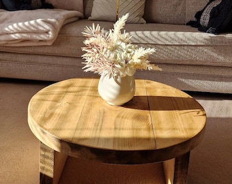 Coffee Table wooden round, Solid Wood Timber, Cafe Restaurant, multiple colours Farmhouse style sofa end. Handmade to order