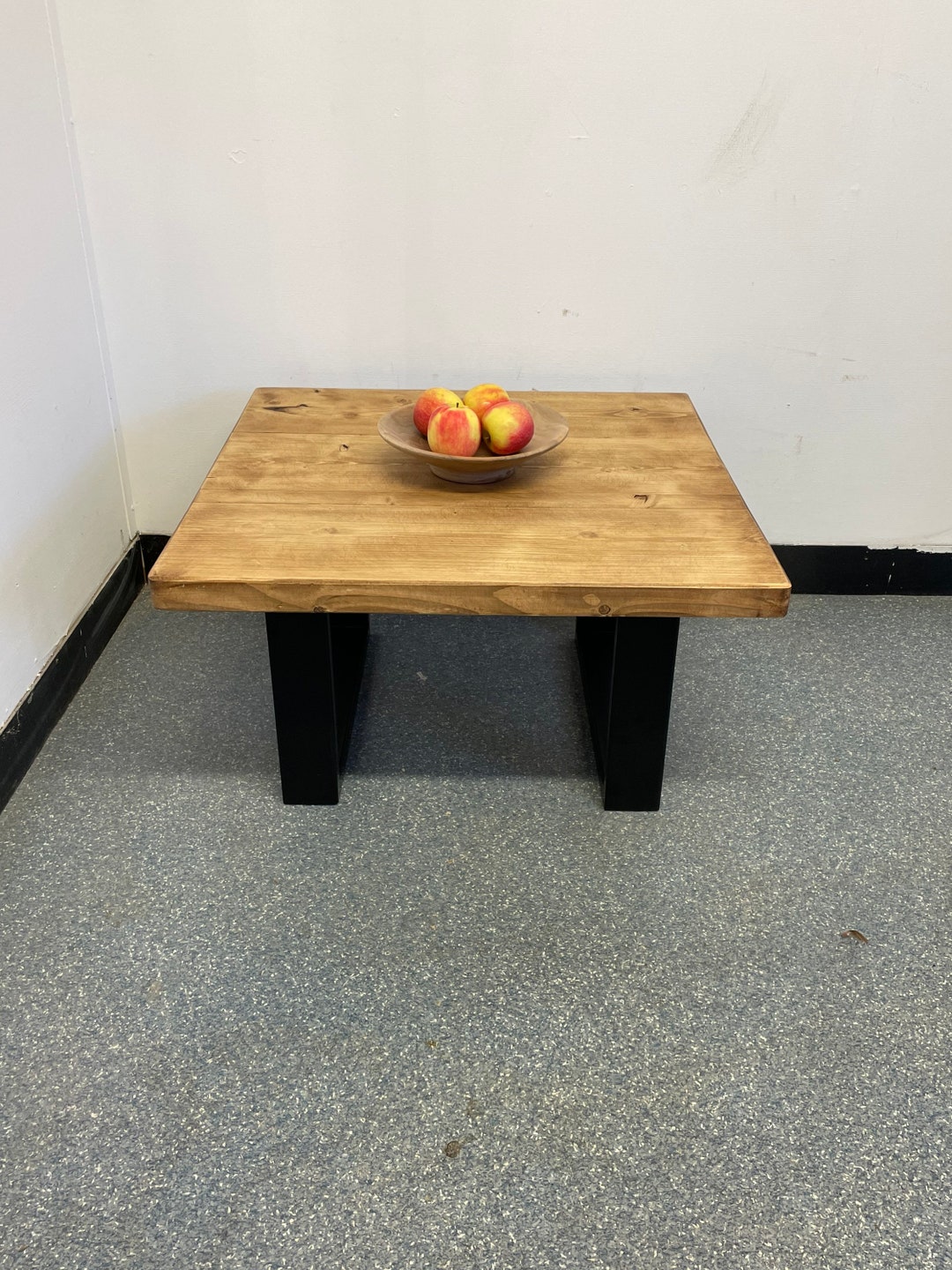 Rustic Industrial SQUARE Coffee Table, Square Box Section Legs Solid