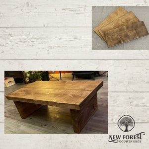 Rustic waney edge industrial style Low or Standard height coffee table side table live edge style solid wood. French Farmhouse style