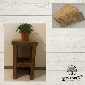 Side table, wooden Bedside Table, Coffee Table, Plant Stand Farmhouse Solid Wood, Storage Unit FREE DELIVERY UK Made Farmhouse