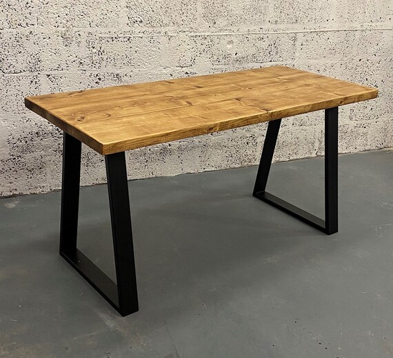 Dining Table Choice of Steel Legs Solid Wood 66cm Deep Cafe Restaurant. French Farmhouse Style Rustic Industrial. Handmade to order Etsy