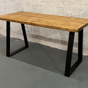 Rustic Industrial Dining Table Choice of Steel Legs 60cm Solid Wood Cafe Restaurant. French Farmhouse Style