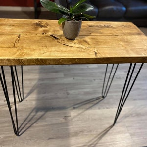 Rustic industrial table with Hairpin Legs - Reclaimed Solid Wood Chunky timber FREE DELIVERY UK Made