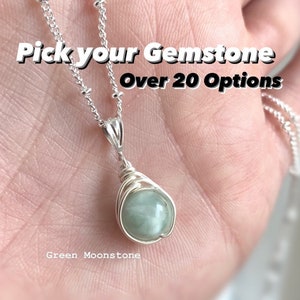 Small elegant Gemstone necklace. Over 34 Healing gemstone options. Dainty crystal necklace. Gifts for her.