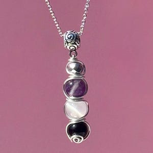Aura Cleanse & Protection necklace. Hematite, Amethyst, Selenite and Onyx.
