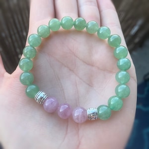 Aventurine & Madagascar Rose Quartz Bracelet. High Quality Gemstone bracelet.