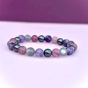 Empath Unterstützung & Schutz Armband. Hämatit, Madagaskar Rosenquarz, Labradorit und Amethyst. 8 mm Armband.