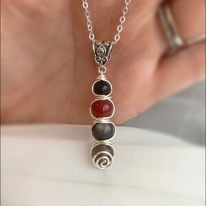 Mood Lifting Crystal Necklace | Energy Healing Pendant with Grounding Gemstones | Black Tourmaline & Carnelian