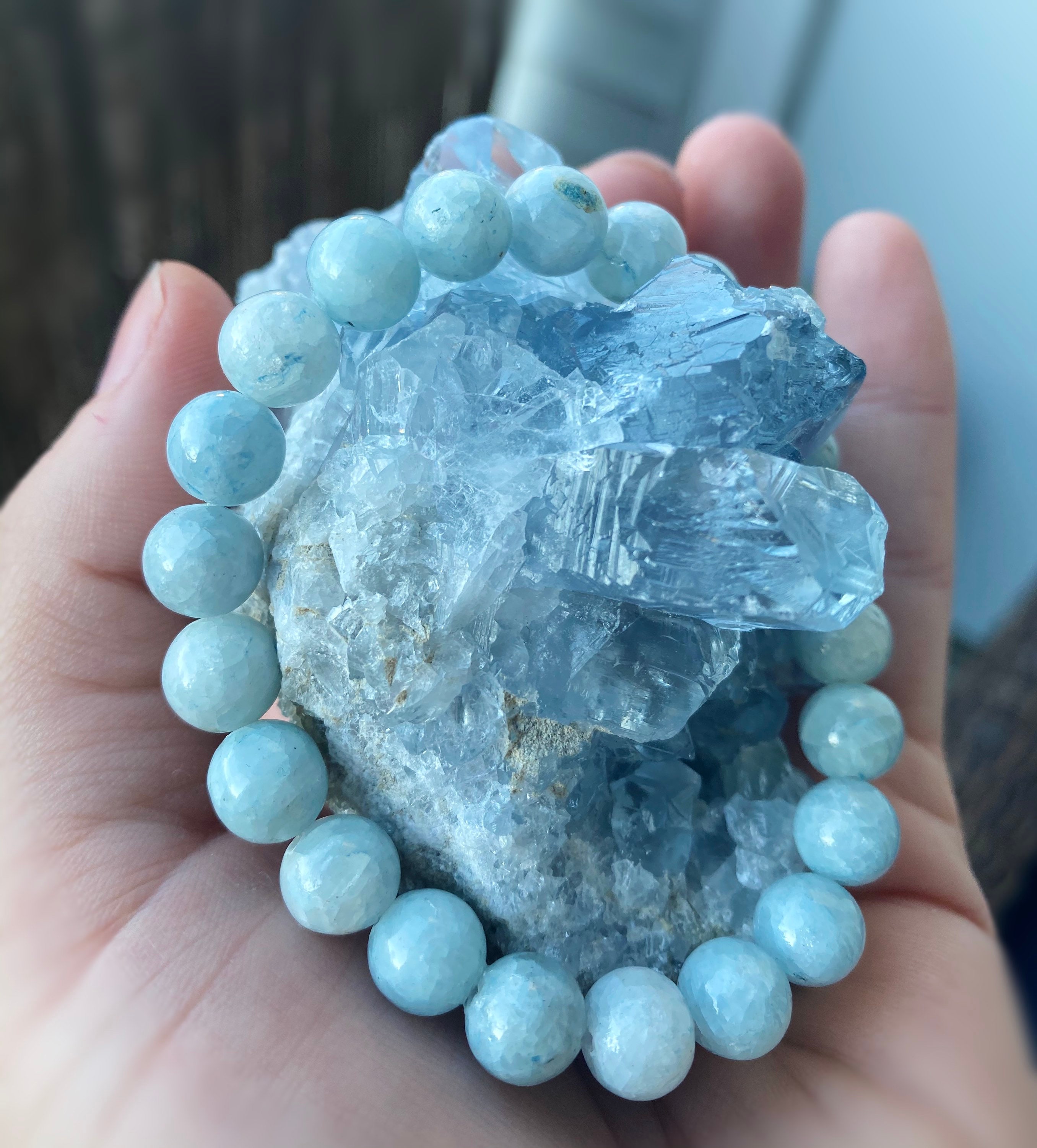 Celestite Crystal Bracelet. High Quality Celestite Gemstone. Etsy
