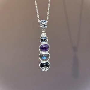 Empath Protection Necklace — Crystal Shield Pendant with Hematite, Labradorite & Amethyst | Energy Shield Jewelry image 2