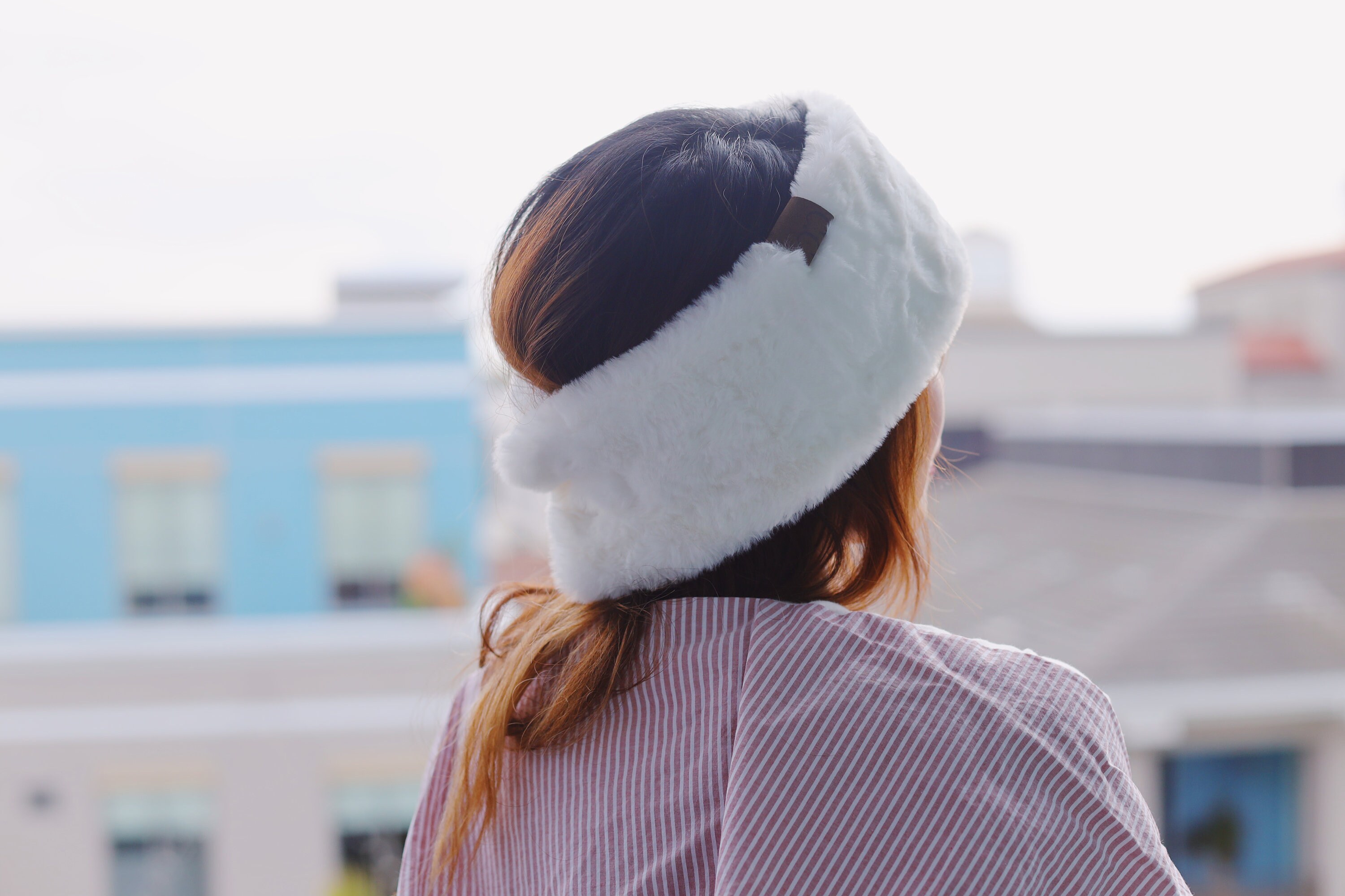 Soft Faux Fur Feel Sherpa Lined Headband Faux Fur Sherpa Lined Ear Warmer Headband: Adjustable Winter  main image 3