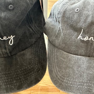 Honey Embroidered in USA , Premium 100% Cotton Baseball Caps, Great for Summer, Beach, Urban, Leisure, and Everyday Hats black_white