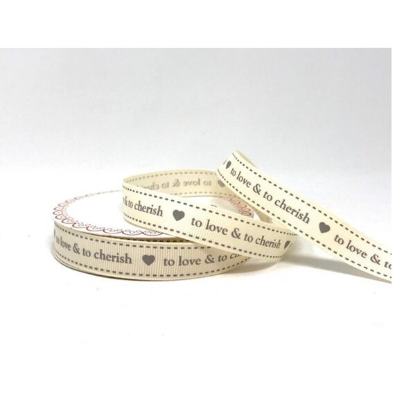 Ribbon - to Love & to Cherish - White 16mm (per metre) Ribbon - to Love & to Cherish - White 16mm (per metre)