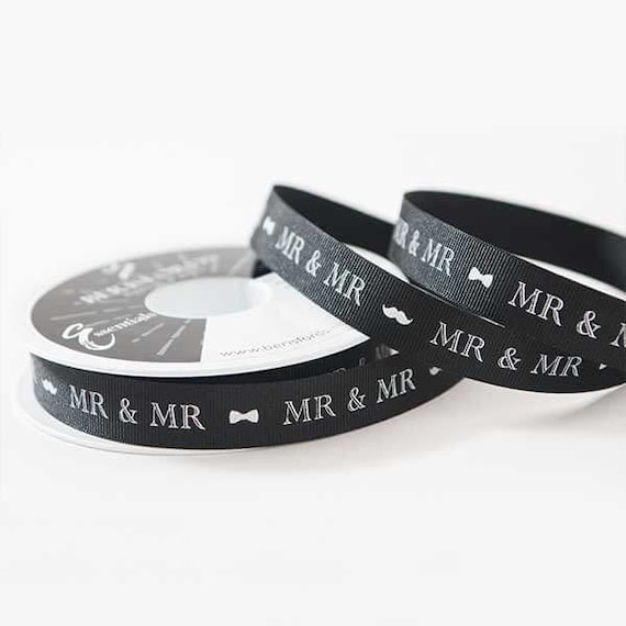 Wedding Ribbon: Mr & Mr - 16mm Wedding Ribbon: Mr & Mr - 16mm