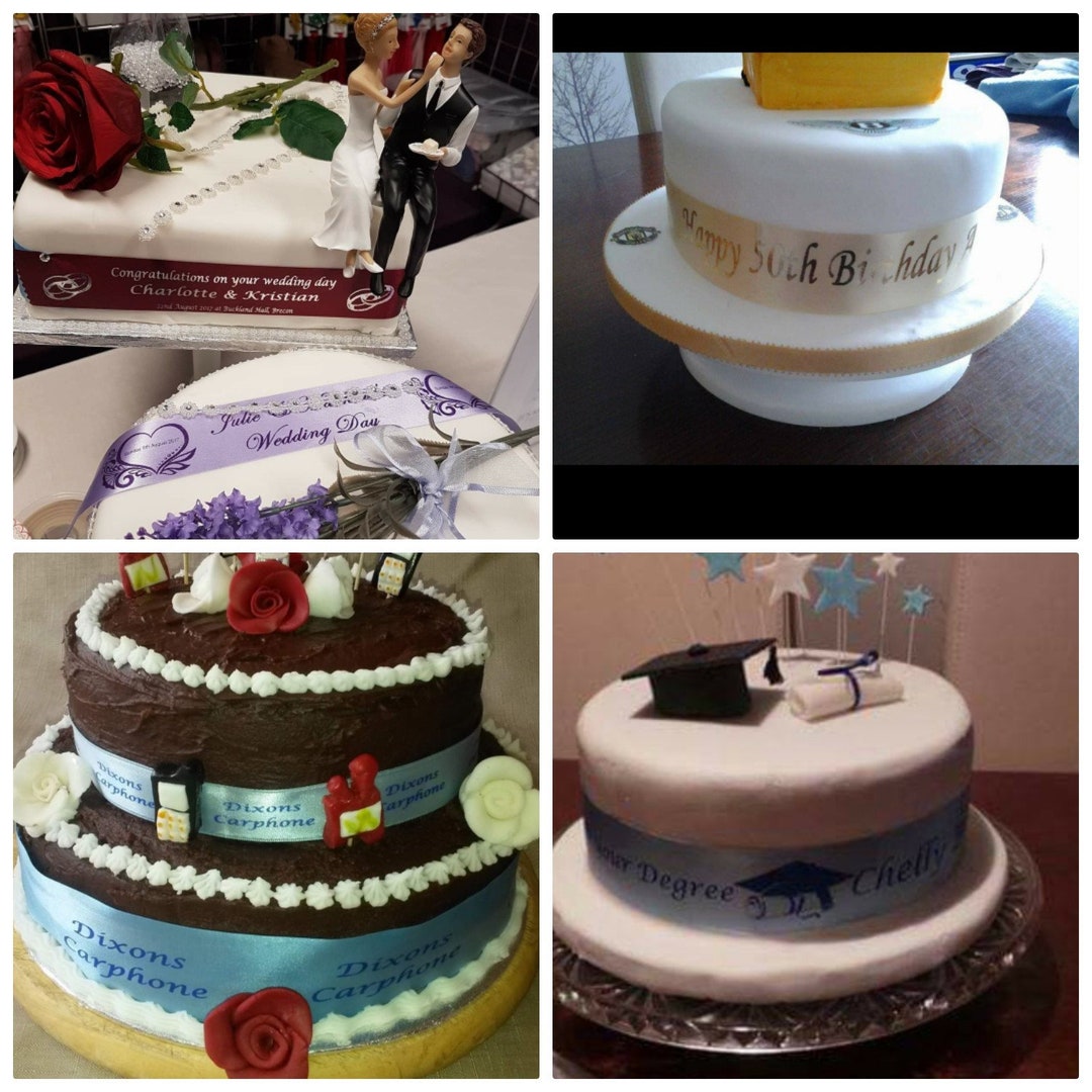 Customised Cake Ribbon Cake Ribbon Personalised Birthdays Anniversary's Weddings Christenings ...