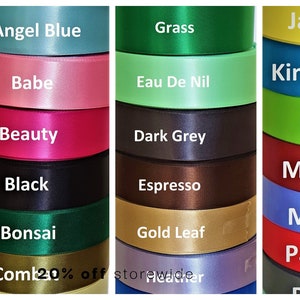 25mm Double Sided Quality Satin Ribbon Manufactured in the UK Various lengths & Colours Available