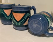Gail Pittman 1995 Signed Mugs Ceramic Pottery Coffee Tea Cups