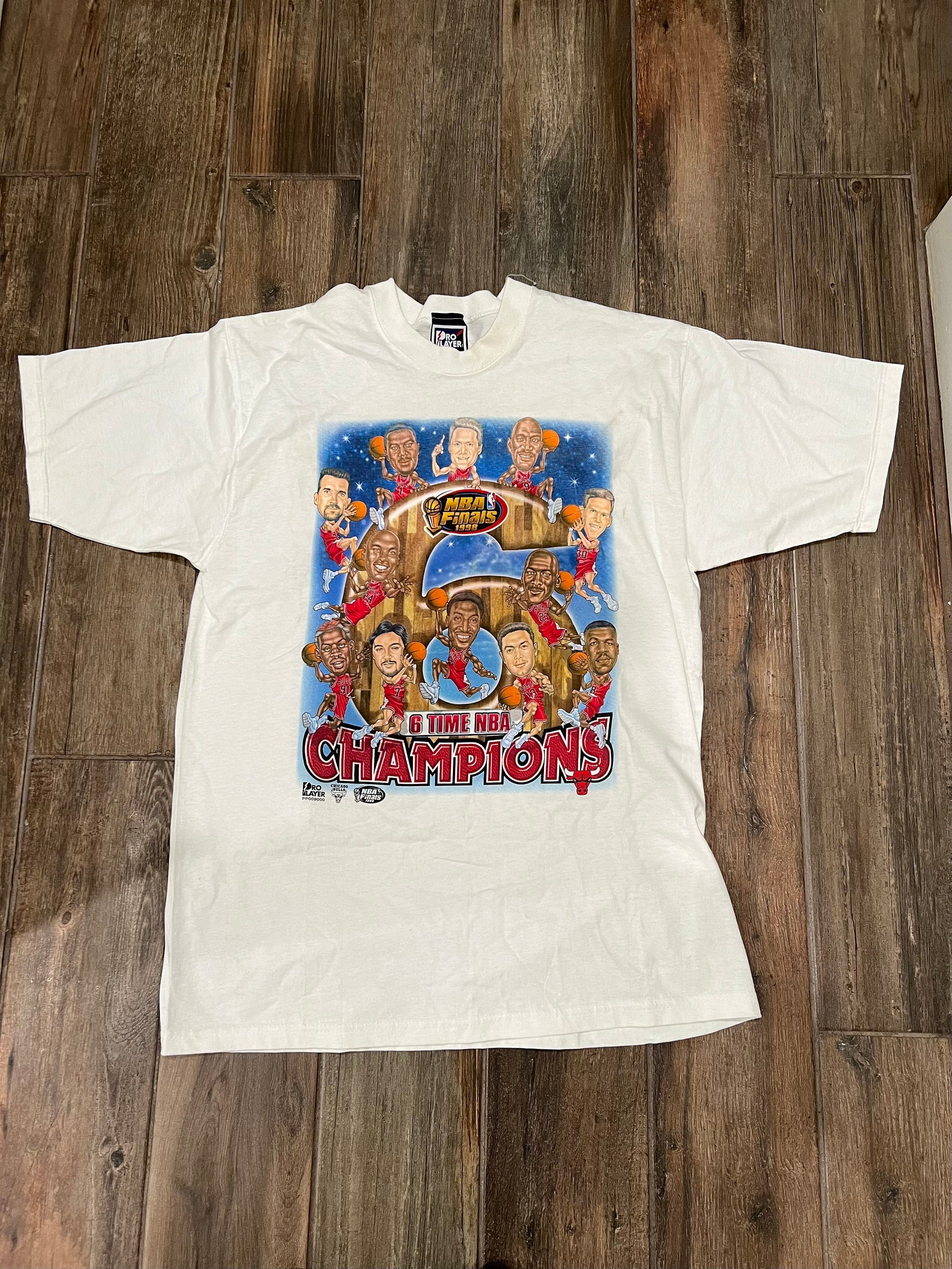 Vintage 1998 Six Time NBA Champs Chicago Bulls Championship Rings XXL T- Shirt