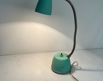 MCM Goose Neck Desk Lamp Blue Green Eagle Hi-Lite Mid Century Lighting