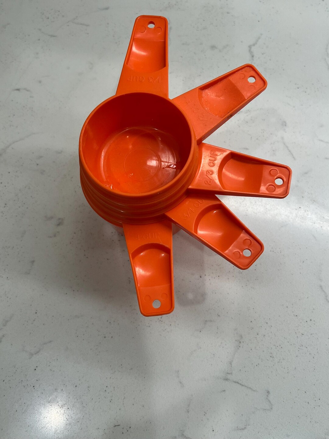Orange tupperware measuring cups vintage etsy