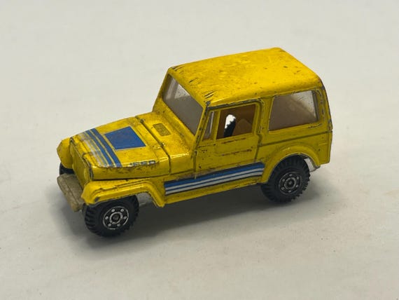 Yat Ming Yellow Jeep CJ-7 Vintage Diecast Toy Car Made in Hong